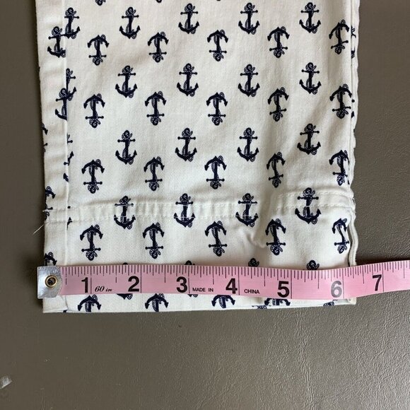 Charter Club Anchor Print Pants Off White Navy Nautical Classic Fit Womens 10 - Picture 13 of 14